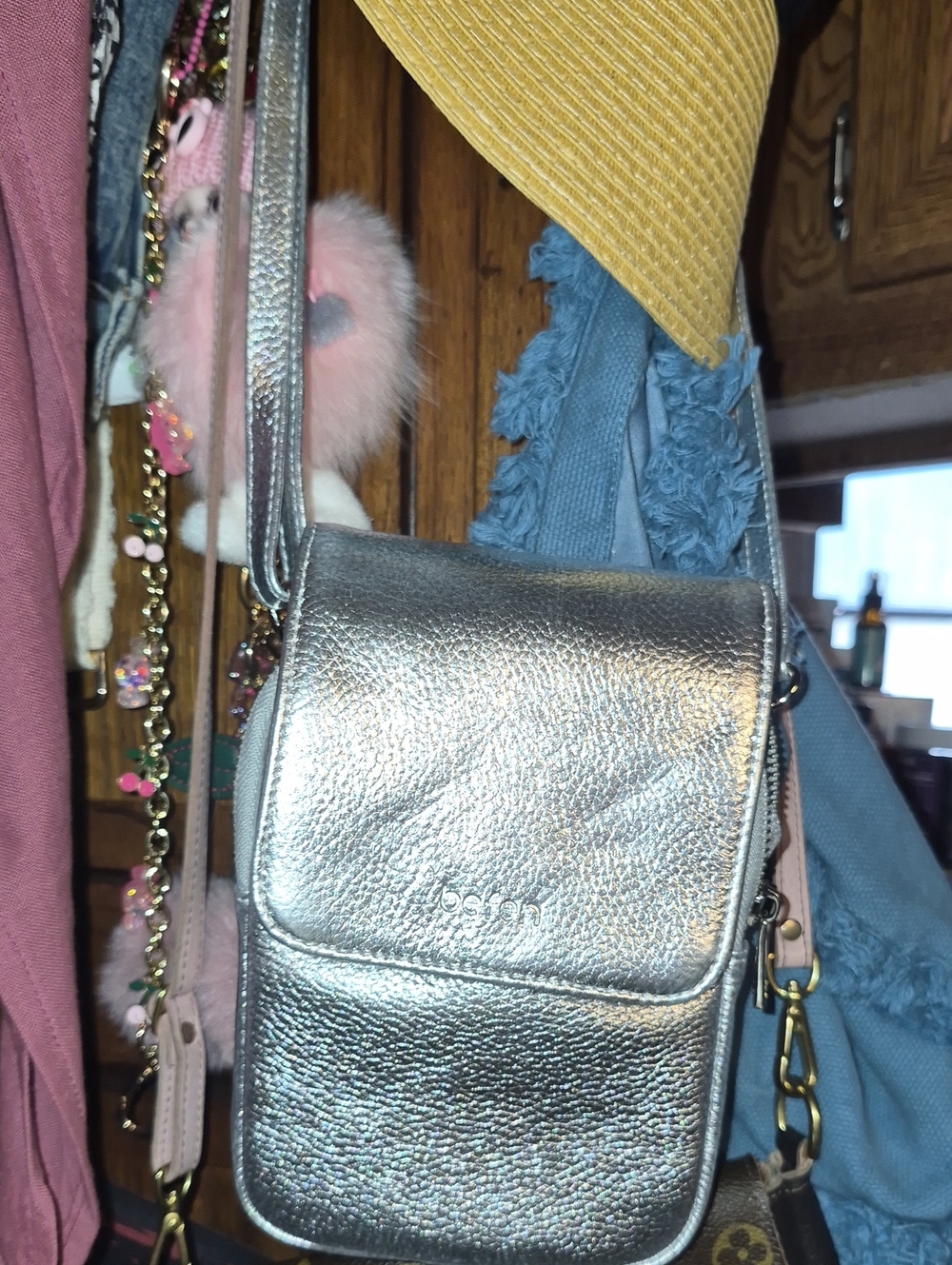 Befen Genuine Leather Silver Crossbody Bag New In Dustbag